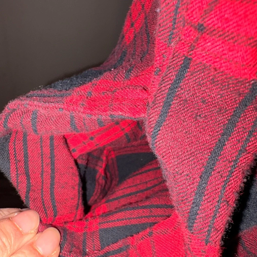 100% Cotton Red and Black Plaid Button-Up Dress - Picture 5 of 5